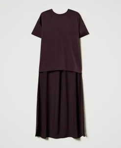 Asymmetrische Bluse Aus Satin Und Georgette