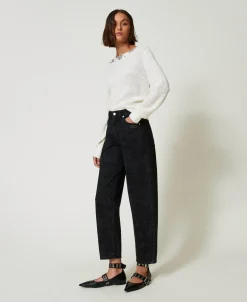 Barrel-Fit-Jeans Mit Schlangenprint