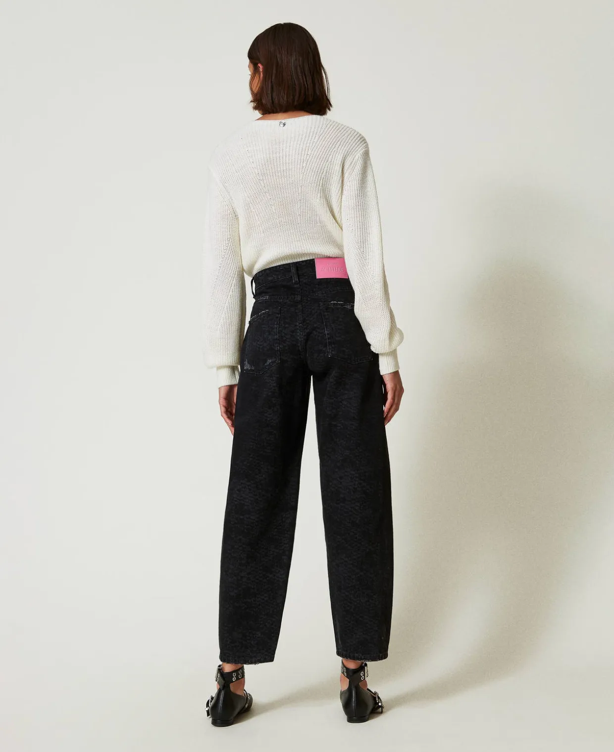 Barrel-Fit-Jeans Mit Schlangenprint