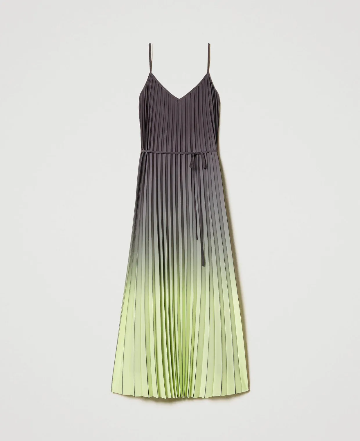 Bedrucktes Maxi-Plisseekleid Aus Georgette