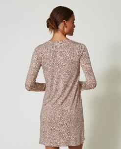 Bedrucktes Nachthemd Mit Spitze