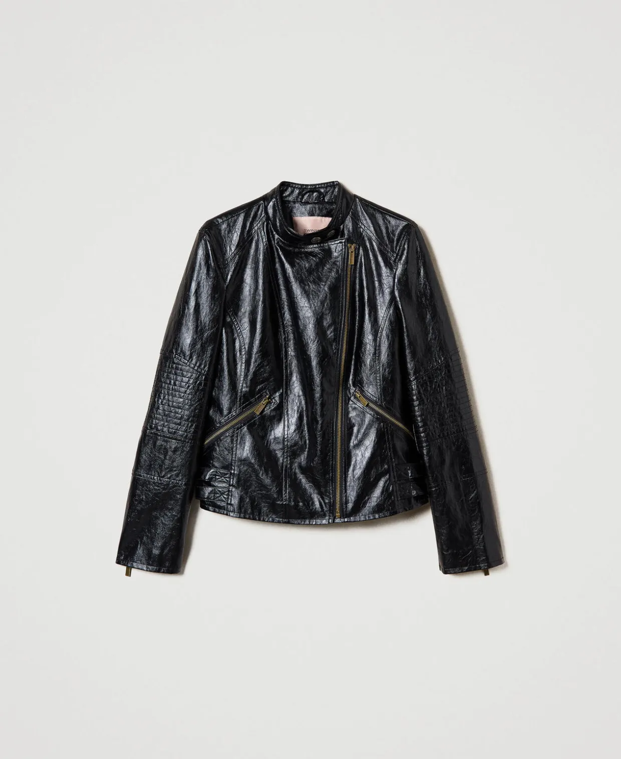 Bikerjacke Aus Lederimitat Mit Reißverschlüssen