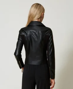 Bikerjacke Aus Lederimitat Mit Volant