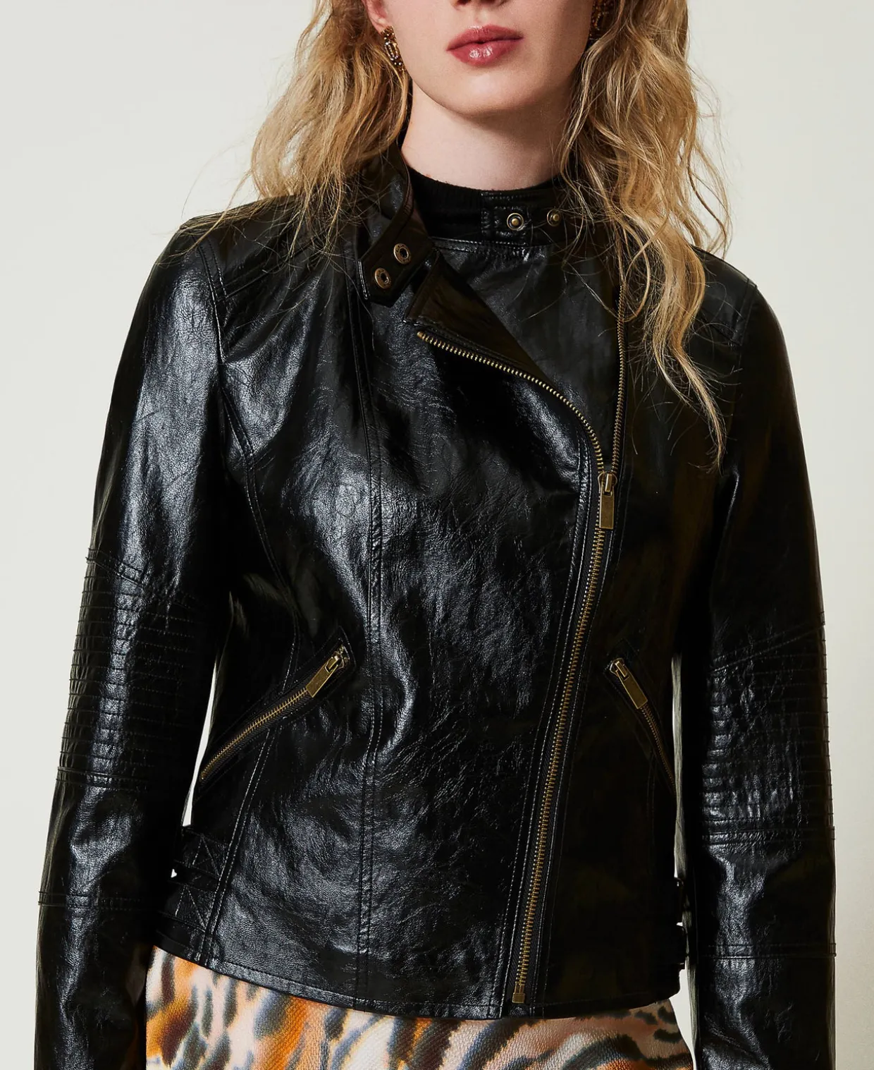 Bikerjacke Aus Lederimitat Mit Reißverschlüssen