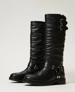 Bikerstiefel „Darcy“ Aus Leder Mit Riemen