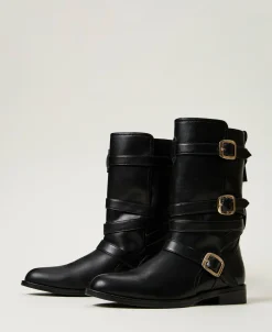 Bikerstiefel Mit Riemen