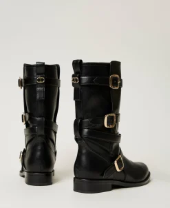 Bikerstiefel Mit Riemen