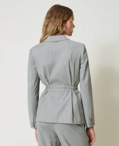 Blazer Aus Wollmischung Mit Gürtel