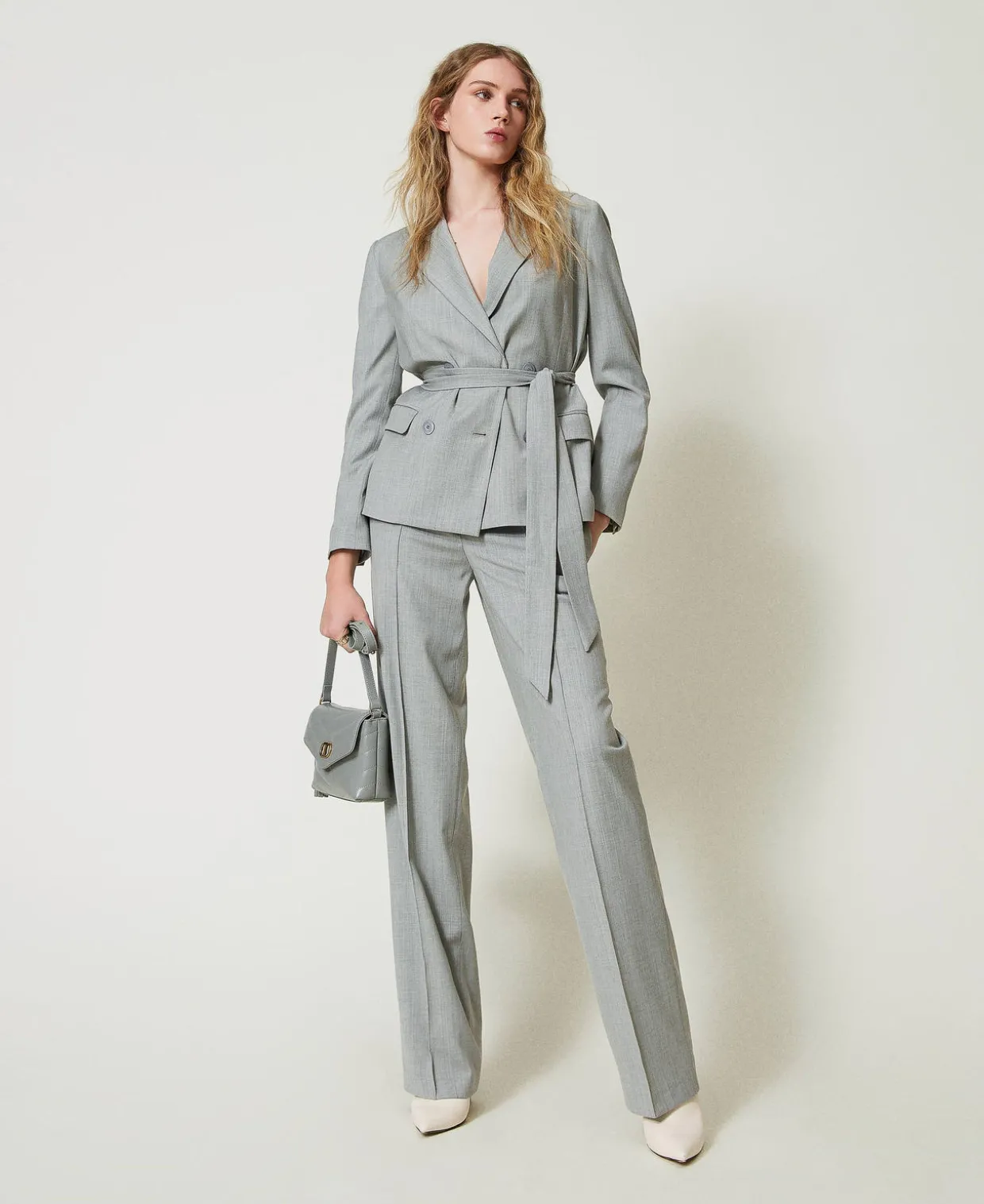 Blazer Aus Wollmischung Mit Gürtel