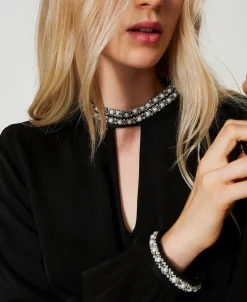 Bluse Aus Krepp Mit Stickereien