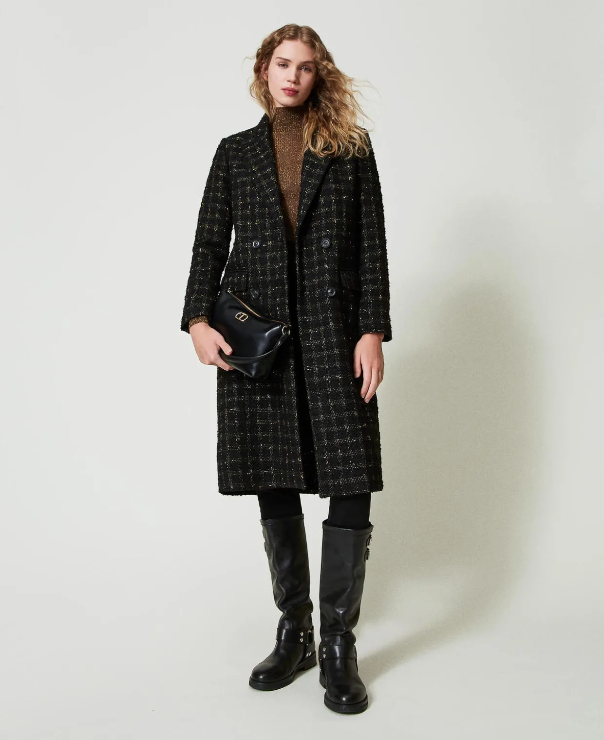 Bouclémantel Mit Karomuster