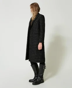 Bouclémantel Mit Karomuster