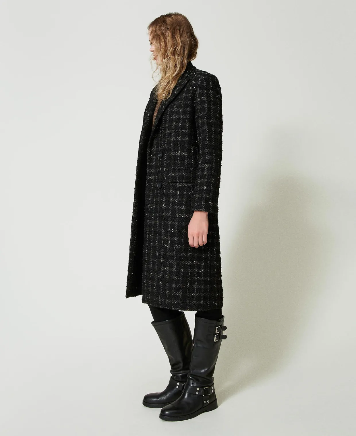 Bouclémantel Mit Karomuster