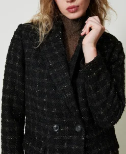 Bouclémantel Mit Karomuster