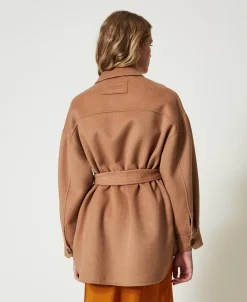 Caban Aus Zweilagigem Wollmischtuch