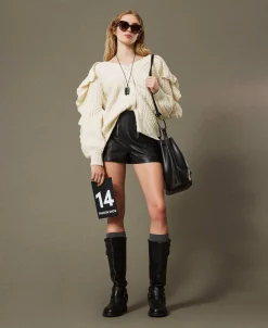 Cardigan Aus Wollmischung Mit Volants