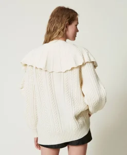 Cardigan Aus Wollmischung Mit Volants