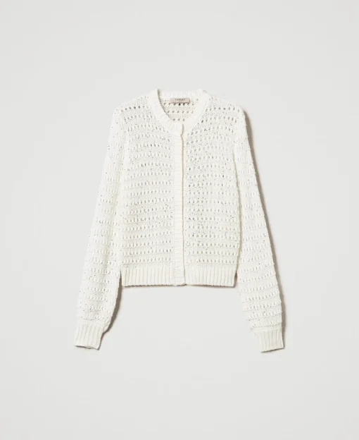 Cardigan Mit Durchbruchmuster Und Pailletten
