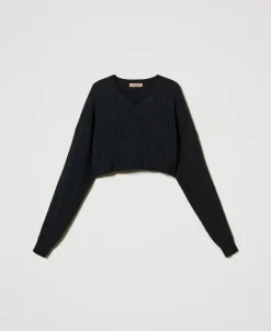 Cropped-Pullover Aus Wollmischung