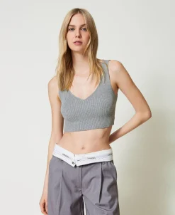 Crop-Top Aus Rippenstrick