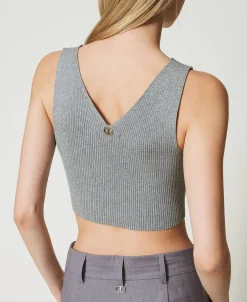 Crop-Top Aus Rippenstrick