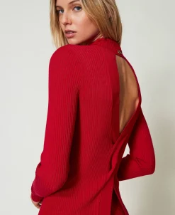 Figurbetonter Pullover Mit Rippenmuster Und Öffnung