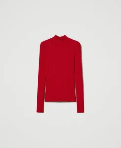 Figurbetonter Pullover Mit Rippenmuster Und Öffnung