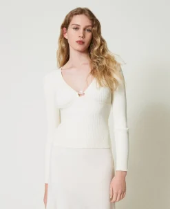 Figurbetonter Pullover Mit „Oval T“-Logo