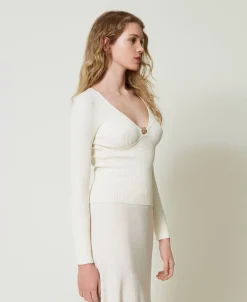 Figurbetonter Pullover Mit „Oval T“-Logo