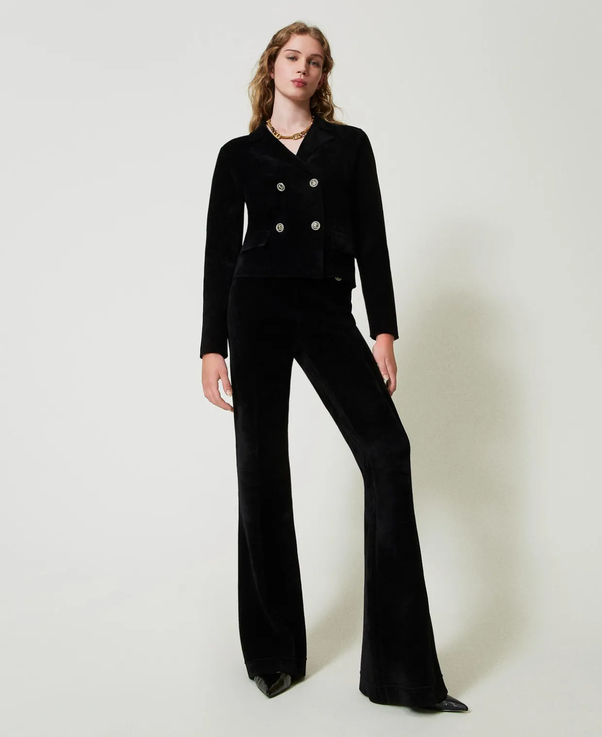 Flare-Fit-Strickhose Mit „Oval T“-Knöpfen