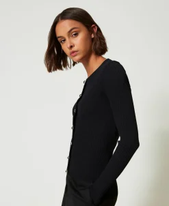 Gerippter Cardigan Mit Nieten