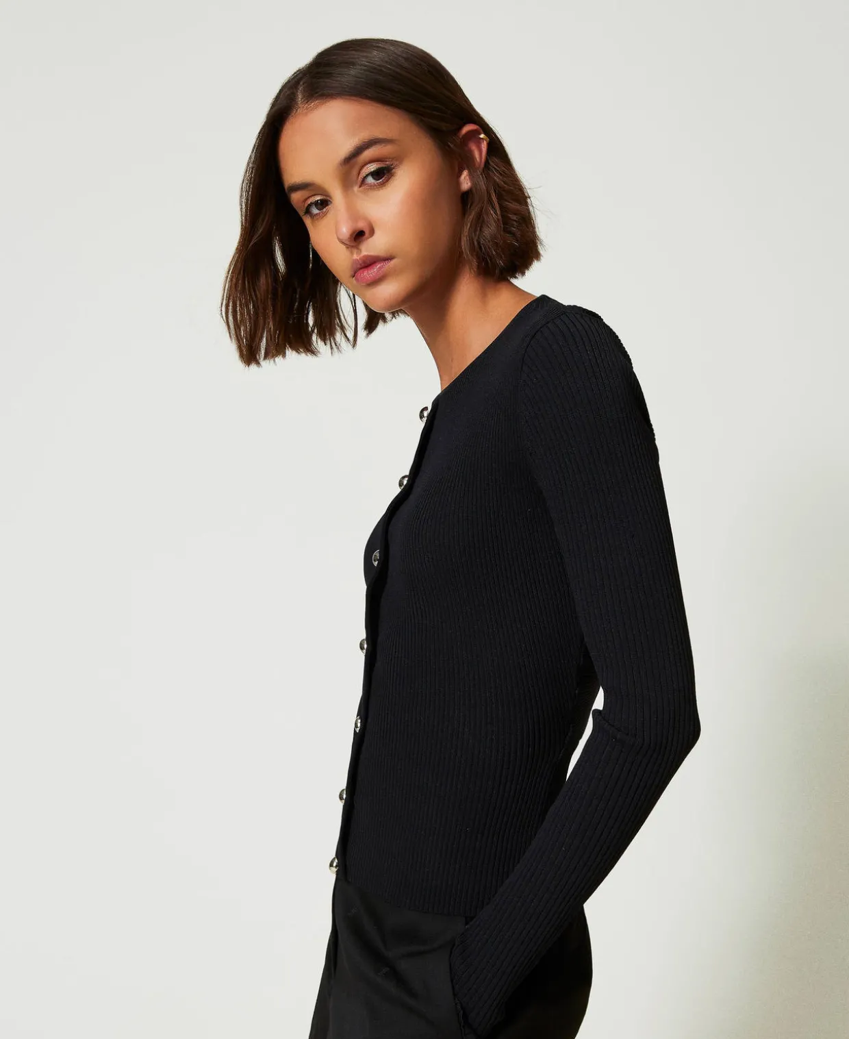 Gerippter Cardigan Mit Nieten