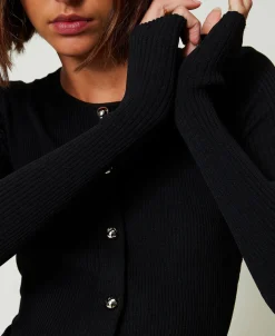 Gerippter Cardigan Mit Nieten