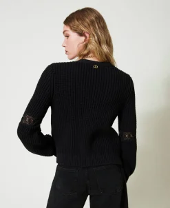 Gerippter Cardigan Mit Spitze