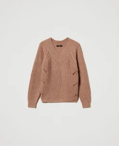 Gerippter Pullover Mit Zöpfen