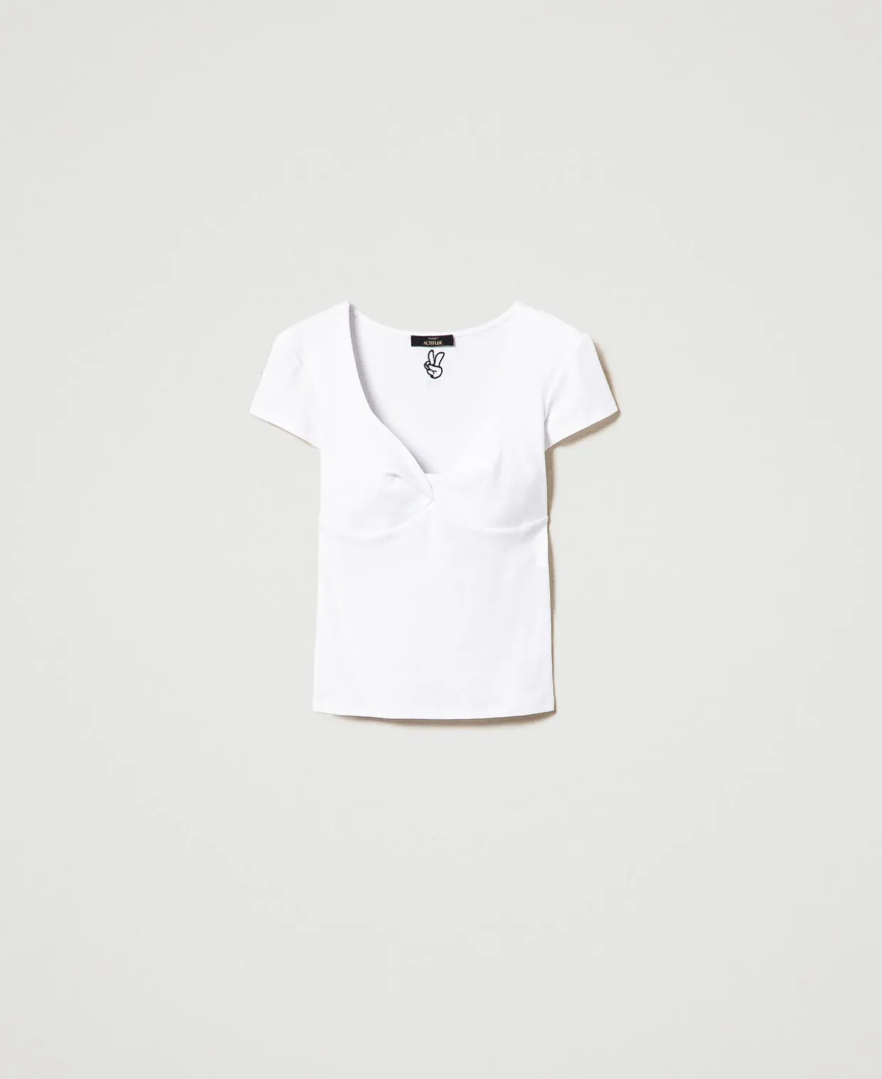 Geripptes T-Shirt Mit Knoten