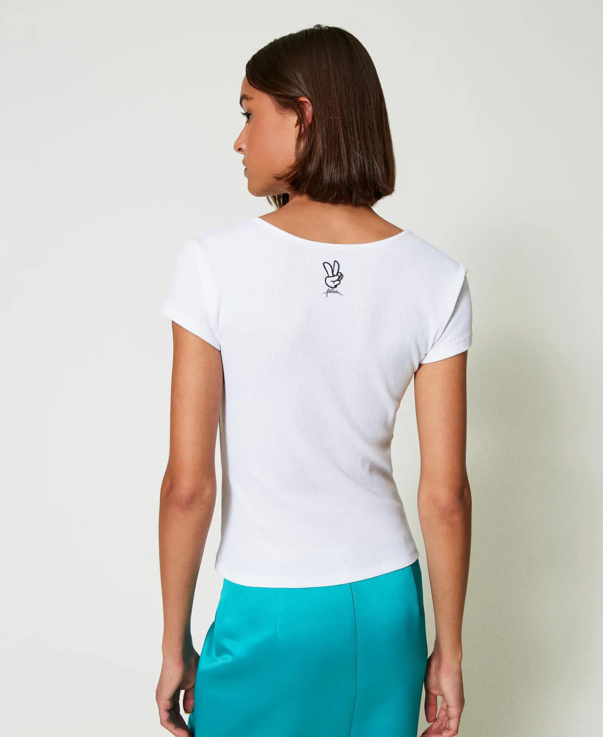 Geripptes T-Shirt Mit Knoten