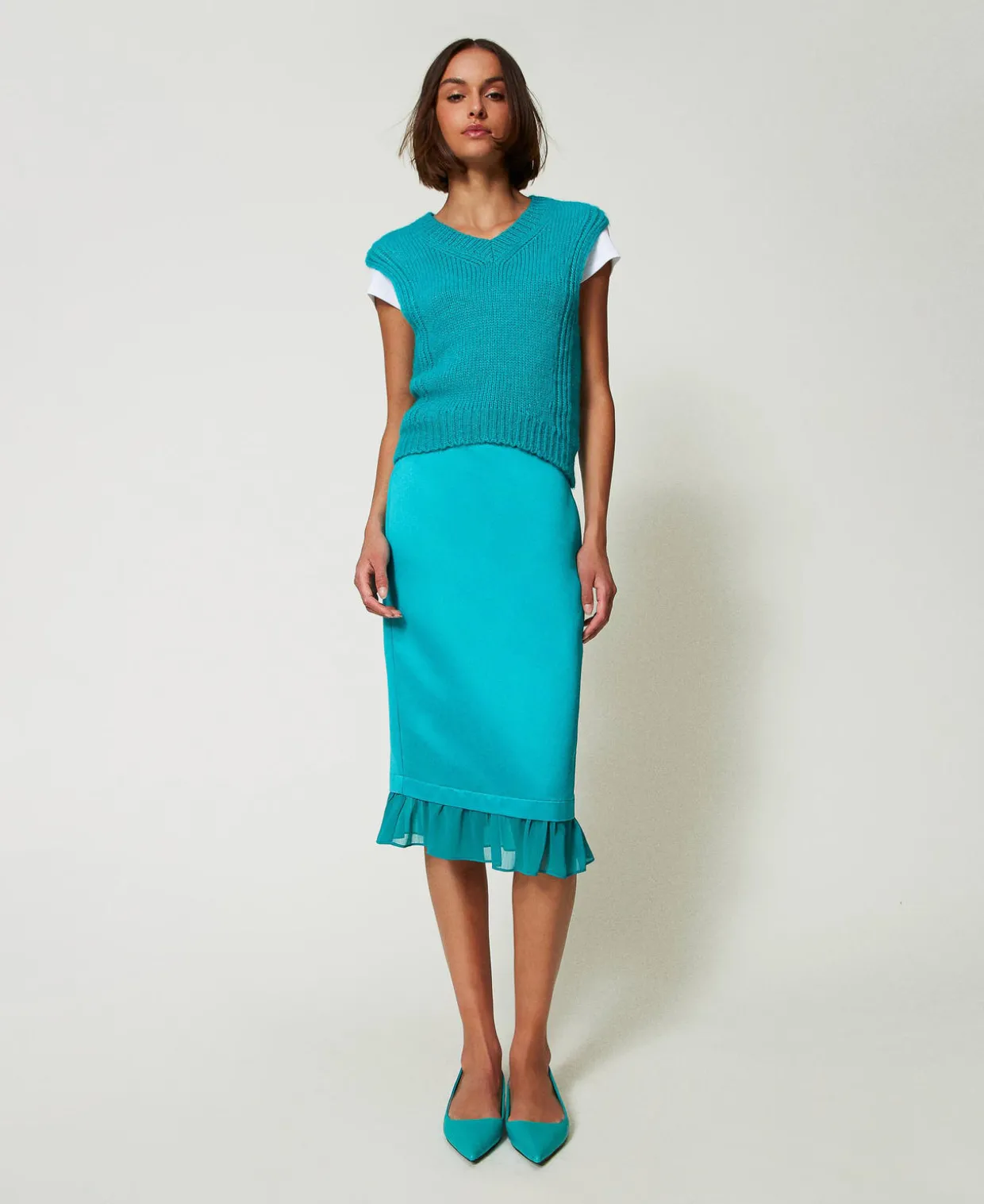 Geripptes T-Shirt Mit Knoten