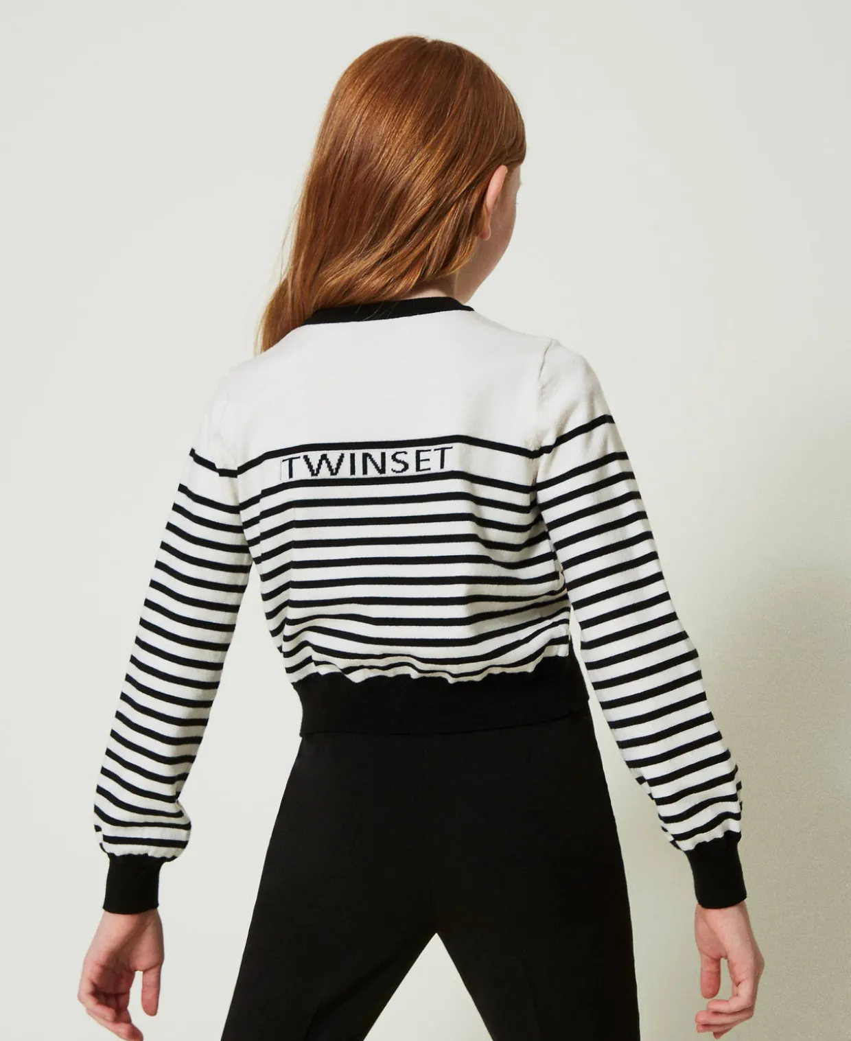 Gestreifter Cardigan Mit Jacquardlogo