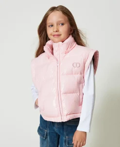 Glänzende Steppjacke Mit Sticklogo