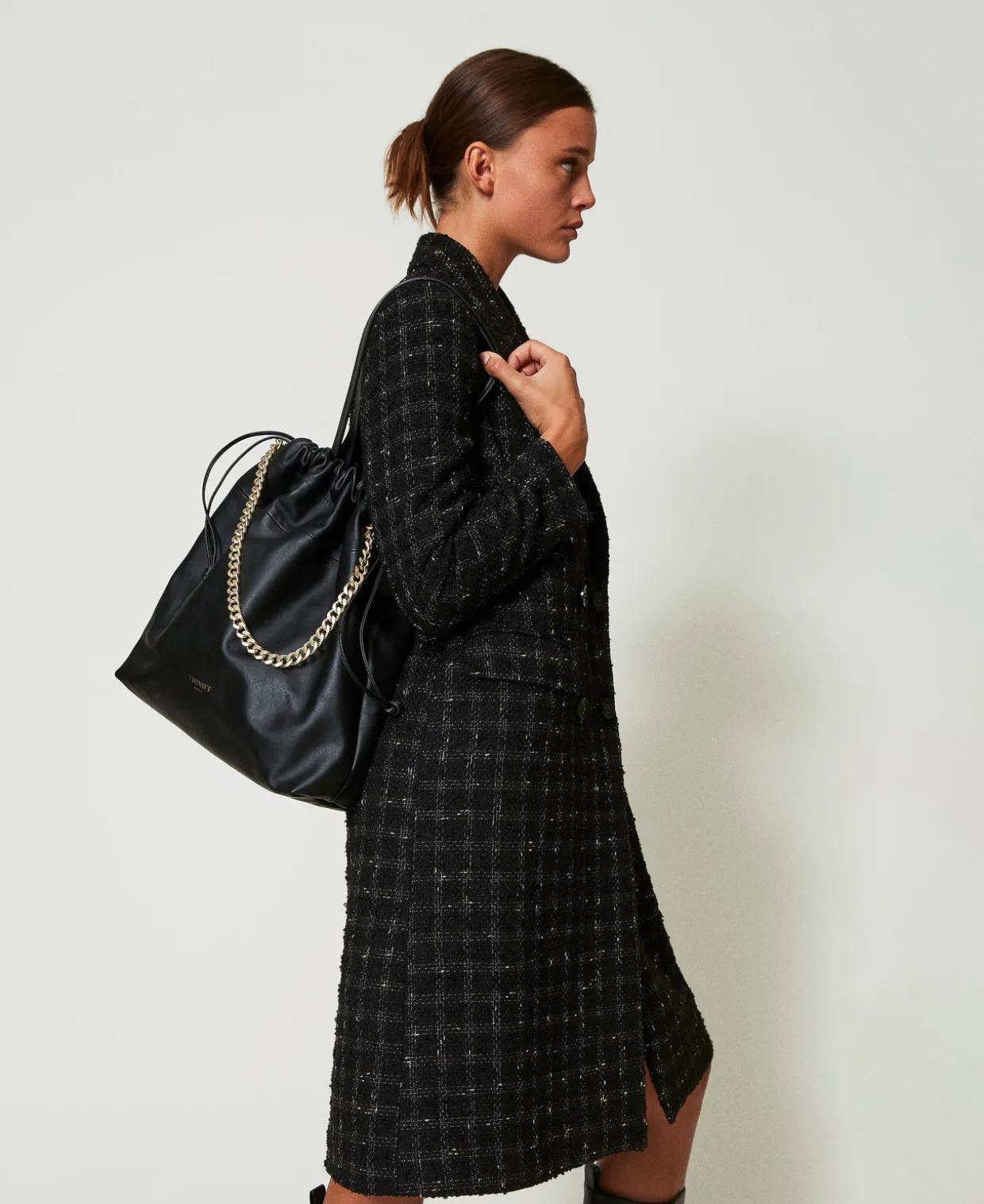 Großer Shopper Aus Leder Mit Tunnelzug