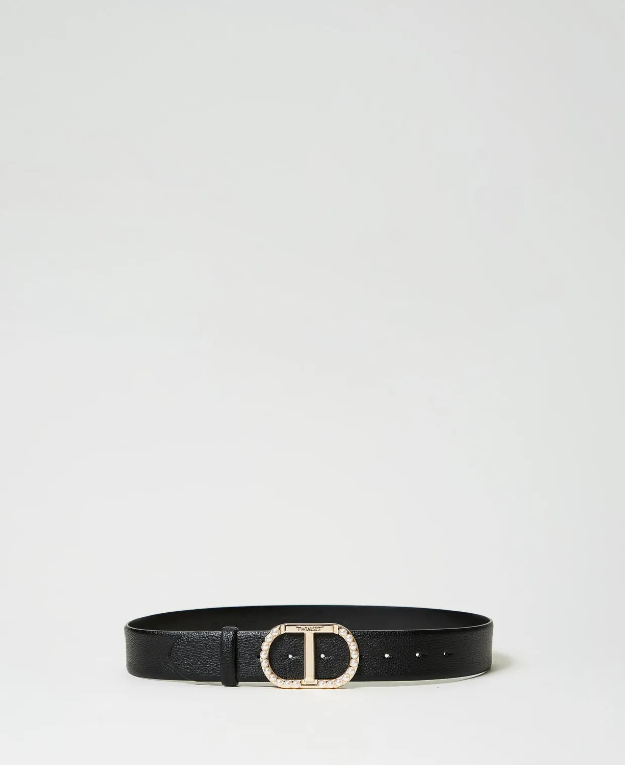 Gürtel Mit Perlenbesetzter „Oval T“-Schnalle