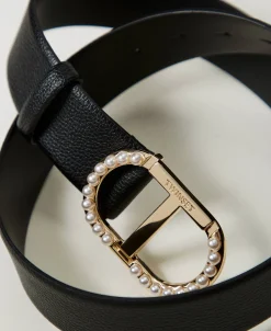 Gürtel Mit Perlenbesetzter „Oval T“-Schnalle