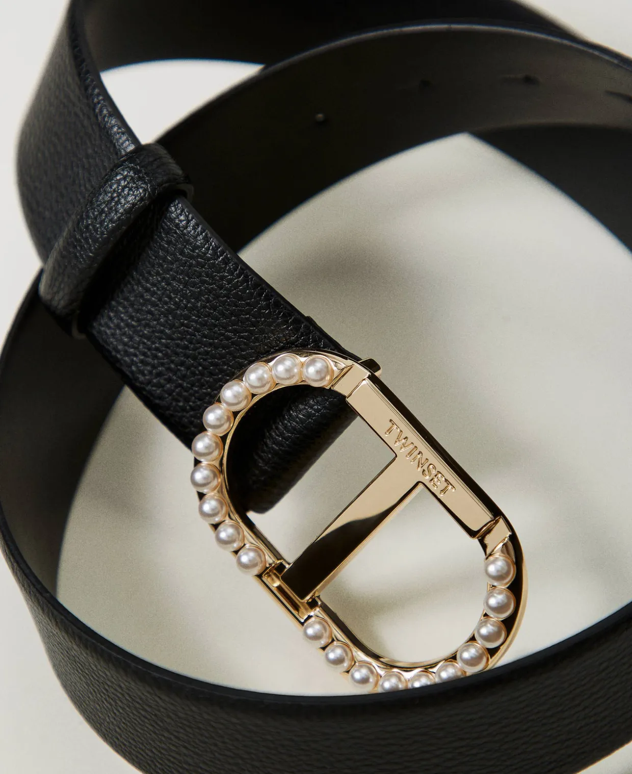 Gürtel Mit Perlenbesetzter „Oval T“-Schnalle