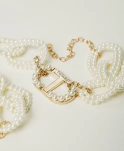 Halskette Mit Kettengliedern Aus Perlen Und Oval T