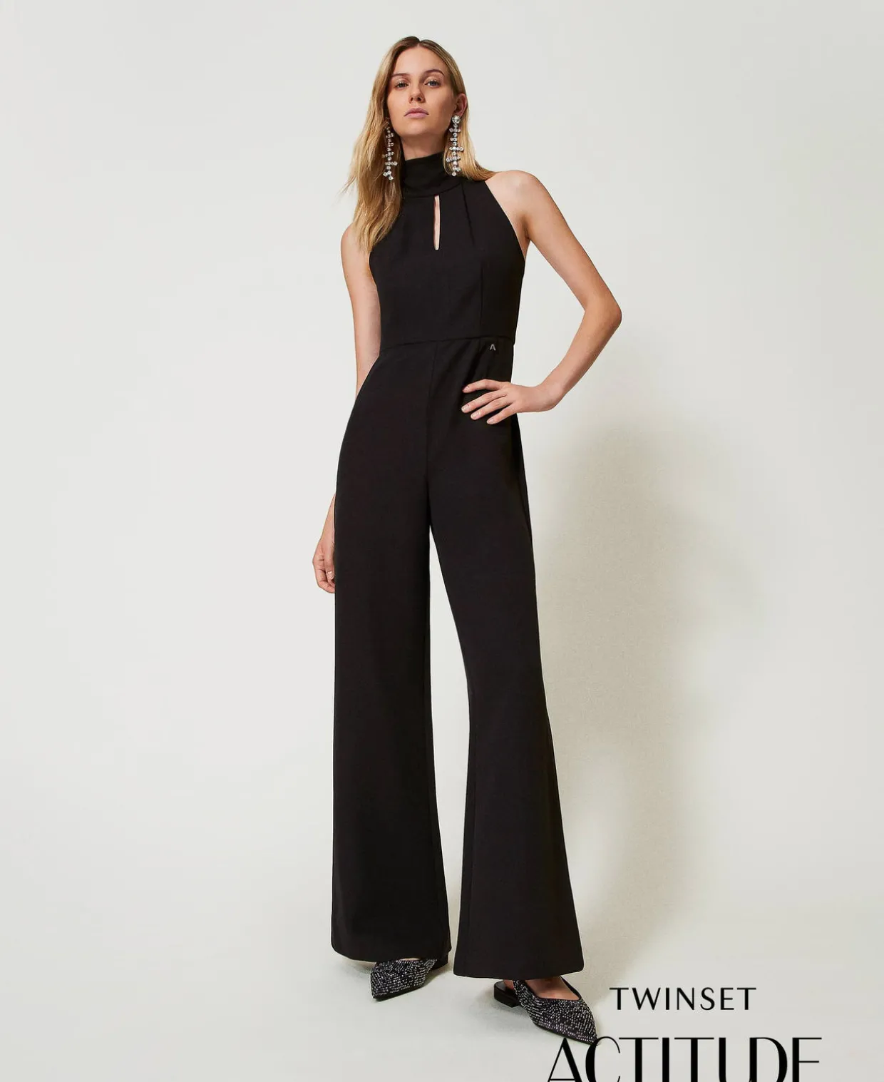 Halterneck-Jumpsuit Aus Crêpe-Cady