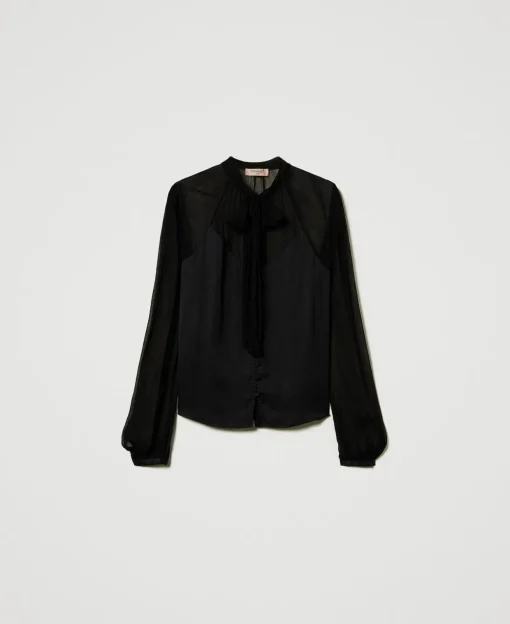 Hemd Aus Satin Und Chiffon