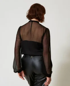 Hemd Aus Satin Und Chiffon