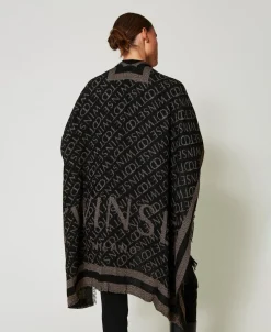 Jacquardponcho Mit Logos