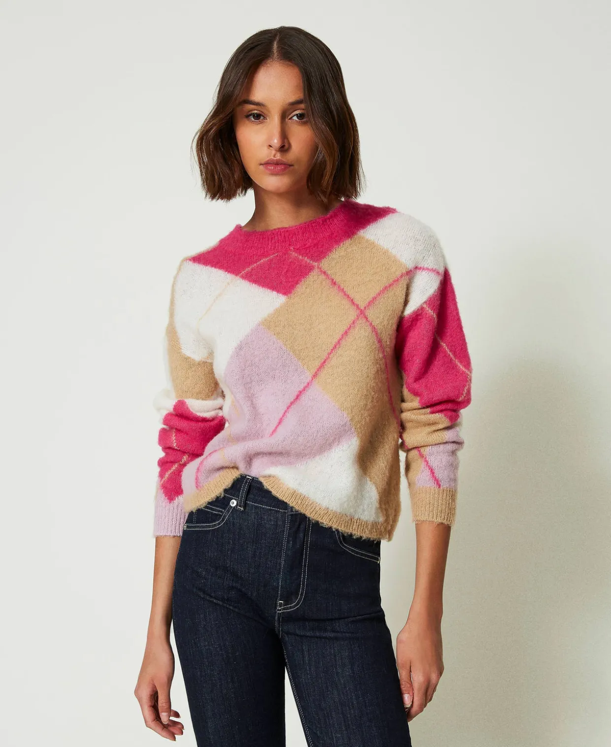 Jacquardpullover Aus Wollmischung Mit Argylemuster